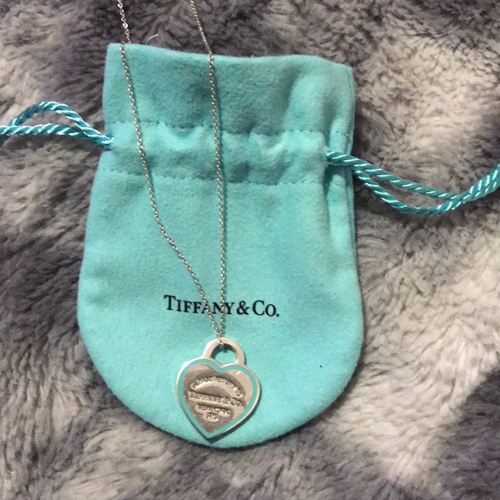 Tiffany & Co. Silver Heart Pendant Necklace with Tiffany Blue Pouch
